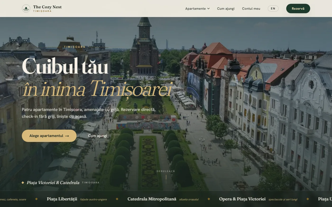 The Cozy Nest Timișoara — previzualizare website